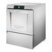 A silver Hobart LXNR-5 Advansys undercounter dishwasher with a green button.