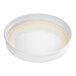 A white metal lid with a plastisol liner over a white circle.