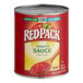 A case of 6 #10 cans of RedPack tomato sauce on a white background.