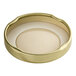 A gold metal cap with a white plastisol liner.