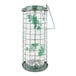 A Perky-Pet bird feeder with a green caged structure.