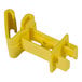 A Zareba yellow plastic T-post extender with a clip.