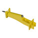 A yellow plastic Zareba wood post insulator with a screw.