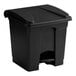 A black Lavex rectangular step-on trash can with a lid.