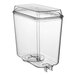 A clear plastic container with a lid for a Crathco refrigerated beverage dispenser.