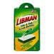 A green and white Libman All-Purpose Scrubber Pad on a green and yellow Libman label with a white object.