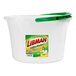 A white Libman utility bucket with a green handle and green lid.