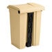 A tan rectangular Lavex step-on trash can with black accents.