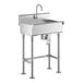 A stainless steel Regency hand sink with a knee-operated faucet.