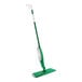 A close up of a green Libman Freedom spray mop with a white handle.