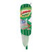 A green Libman Freedom spray mop with a green cloth on it in front of a box with green accents.