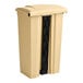 A tan rectangular Lavex step-on trash can with black handles.