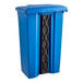 A blue rectangular Lavex step-on trash can with a black handle.