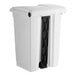 A white rectangular Lavex step-on trash can with black handles.