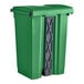 A green rectangular Lavex step-on trash can with a grey lid and handle.