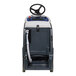 A close-up of the Advance SC1500 cordless stand-on floor scrubber with a steering wheel.