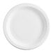 A white paper plate with a white border.