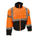 A Cordova orange and black hi-vis safety jacket with reflective stripes.