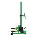 A green and black Valley Craft manual steel straddle drum lift and rotator with wheels.