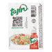 A close up of a Tajin Classic seasoning packet label with a QR code.