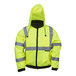 A Cordova Hi-Vis Lime yellow jacket with grey reflective stripes.