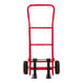 A red Valley Craft steel hand truck with flat forks and black wheels.