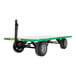 A green and white Valley Craft quad-steer trailer with wheels.