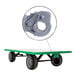 A green Valley Craft quad-steer cart with a black tire.