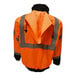 A Cordova Reptyle orange safety jacket with reflective stripes and a detachable hood.