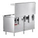 A large stainless steel Wolf commercial gas range with 6 burners, a griddle, and 2 ovens.