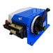 A Sealer Sales manual gummed Kraft tape dispenser with a blue and white machine and black handle.