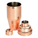 A copper Barfly Japanese style cobbler cocktail shaker with a diamond lattice design.