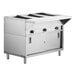 A large stainless steel ServIt open well electric steam table with fully enclosed base.