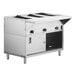 A stainless steel ServIt open well electric steam table with a fully enclosed base.