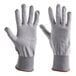 A pair of gray, cut-resistant, food-safe gloves in a large size.