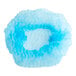 A blue polypropylene bouffant cap with a hole in the middle.