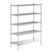 A stainless steel wire shelf kit with 5 shelves and solid bottom.