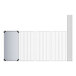 A white rectangular Regency wire shelf with a solid galvanized steel bottom and black posts.