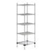A Regency chrome wire shelving unit with four shelves, including a solid metal bottom shelf.