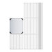 A white rectangular wire shelf with black corners.