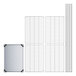 A white metal wire grid with metal corners and a solid galvanized steel panel.