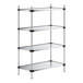 A Regency galvanized steel wire shelving unit with four shelves.