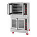 An American Range Majestic double convection oven with two doors open.