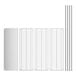 A group of stainless steel shelves with metal bars and a rectangular bottom.