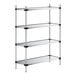 A Regency galvanized metal wire shelving unit with four shelves.