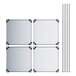 A group of white square metal panels with black corners.