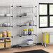 Regency galvanized steel shelves in a school kitchen.