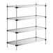 A Regency galvanized steel wire shelving unit with four shelves.