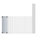 A white metal wire rack with black galvanized steel shelves and posts.