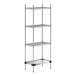 A Regency chrome wire 4-shelf unit with a solid metal bottom shelf.